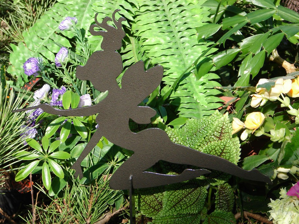 FAIRY SHADOW Garden Stake Metal Lawn Art Ornament Mystical Magical 