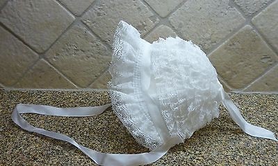 VINTAGE WHITE LACE GIRL CAP/HAT/BONNET NEW BAPTISM/CHRIST​ENING 