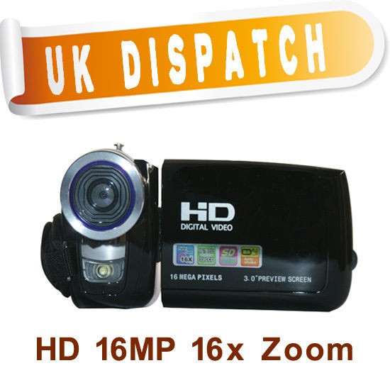 UK DC 3.0 HD 16x 16MP Zoom LCD TFT DIGITAL VIDEO CAMERA CAMCORDER DV 