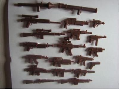 LEGO BRICKARMS GUNS WEAPONS BROWN CUSTOM 20 PIECES FOR MINIFIG WW2 