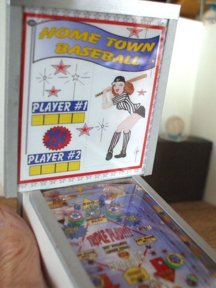 Miniature Batter up Home town Baseball pinball machine one Inch 