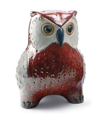 LLADRO Porcelain (Free Worldwide Postage) GRES LARGE OWL (RED 