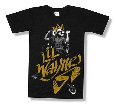 LIL WAYNE   KING WAYNE CROWN PORTRAIT BLACK T SHIRT   NEW ADULT 