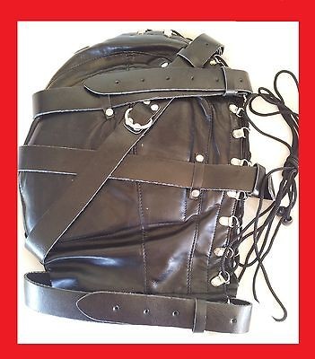   EYES GIMP HOODS MOUTH LEATHER FULL HOOD MASK PADDED LOCKING BLINDFOLD