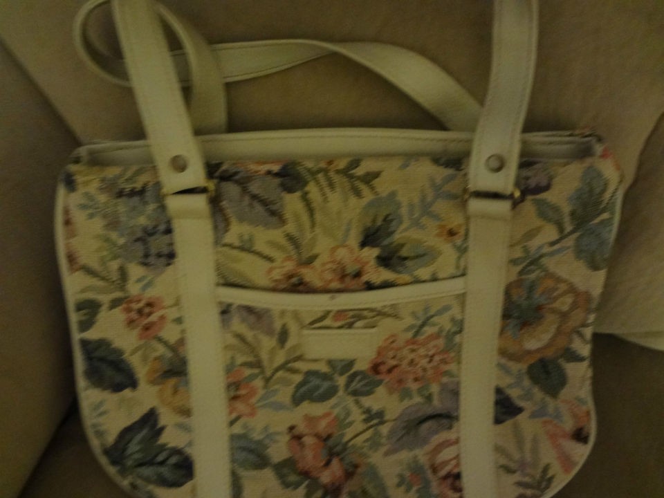 BENTLEY Purse Satchel Handbag Shoulder Bag Purse Tapestry & Floral L 