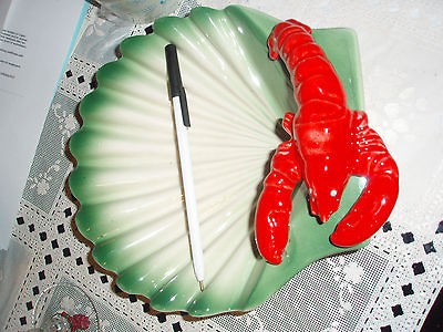 Vintage Red Lobster 9 Shell Butter Salad Bowl Plate Candy Dish Green