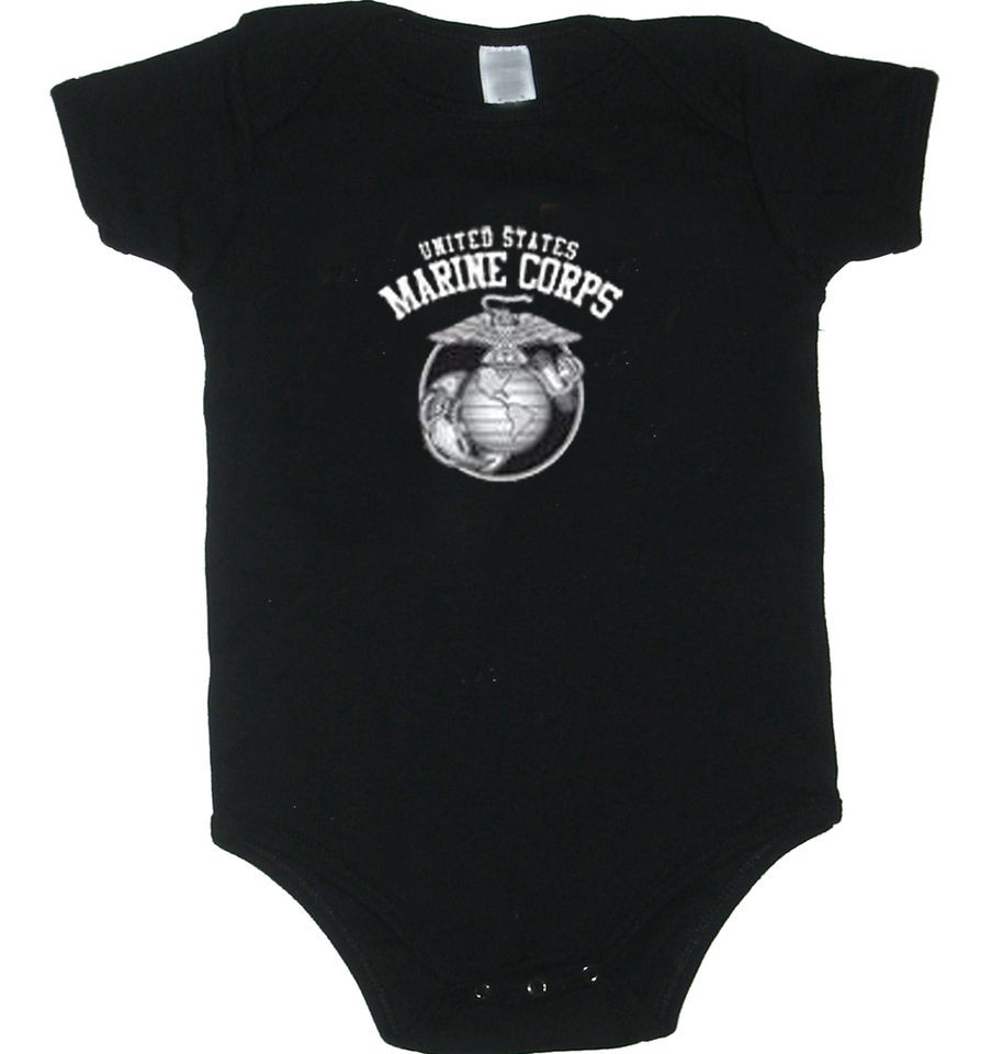 US United States Marines black USMC infant baby newborn romper one 