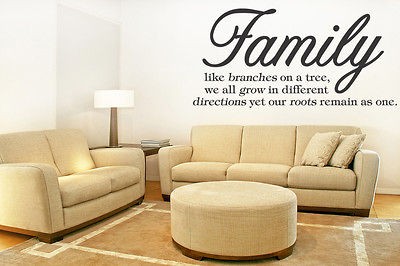 FAMILY LIKE BRANCHES ON A TREE * Vinyl Wall Quotes Saying Wall 