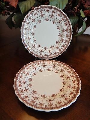   Fleur De Lis BROWN Copeland England TWO (2) Bread & Butter Plates