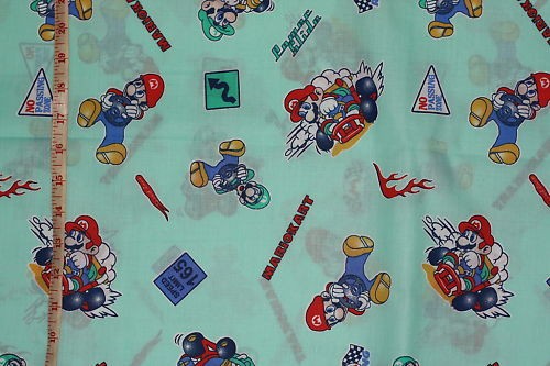 Fabric Mario Brothers Kart 2yds Yellow White Green