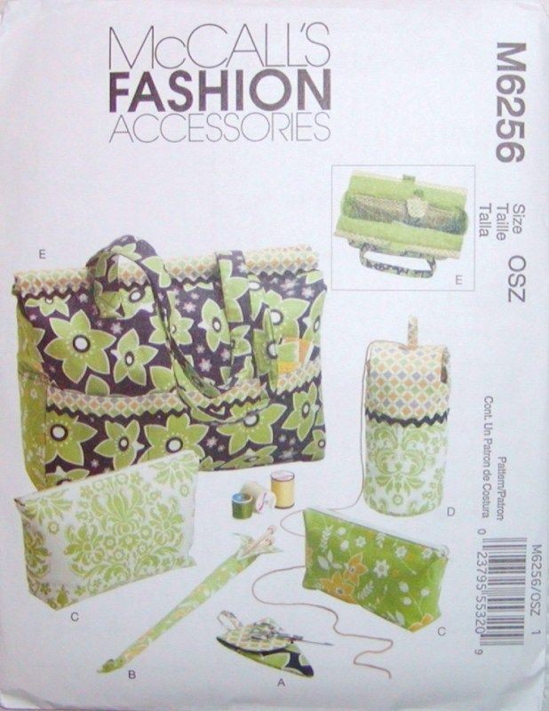 McCalls Sewing Pattern 6256 Sewing Knitting Bag Tote Organizer Yarn 