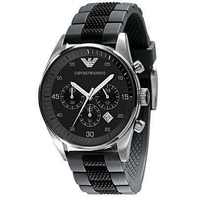 Latest Armani Mens AR5866 Black Chrono Sports Watch, Full Box And 