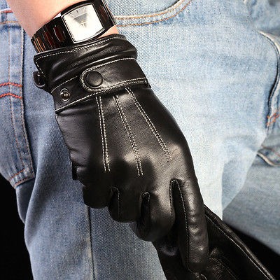 Mens Luxurious Nappa Leather Winter Super Warm Gloves Cashmere Lining 