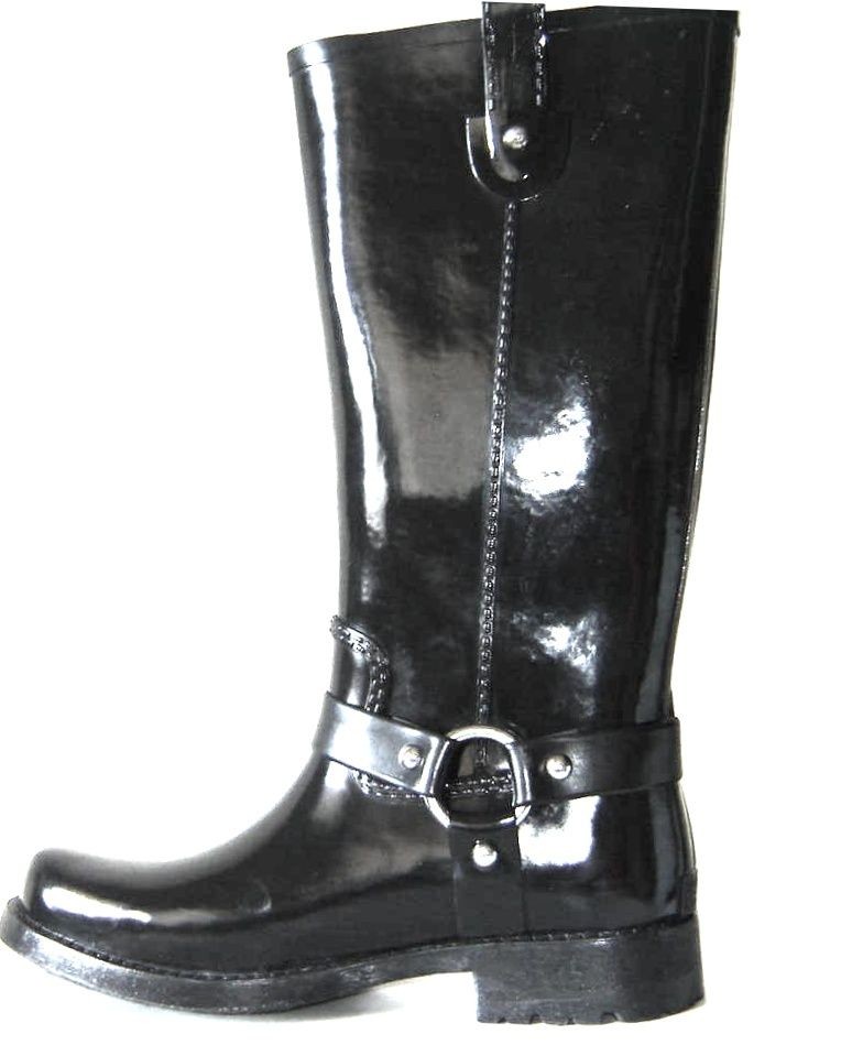 MICHAEL KORS Black Rubber STORMY RAIN BOOTS NEW 10