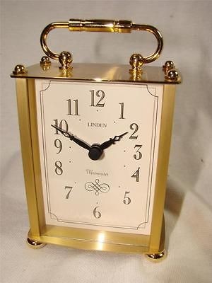 Linden Brass Quartz Carriage Clock With Hourly Westminster Chime New 