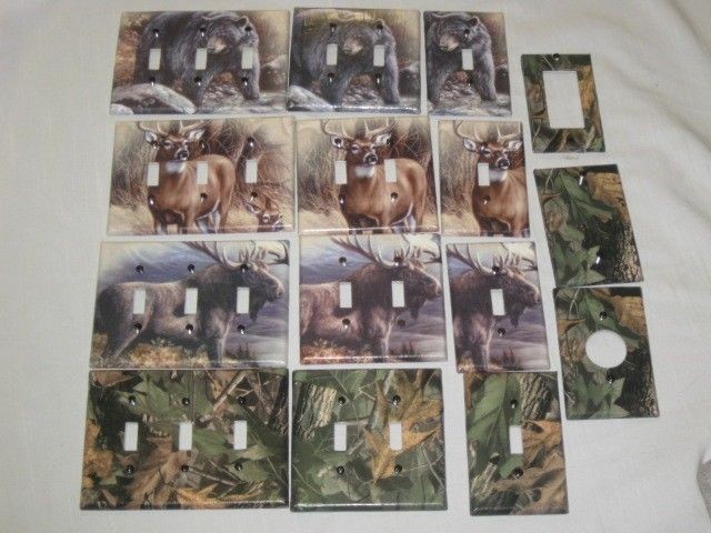 Realtree Camo/Bear/Deer/Moose Light Switch Plate Cover Hunting Lodge 