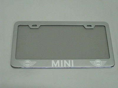 MINI COOPER* chrome metal license plate frame +screw caps (Fits More 