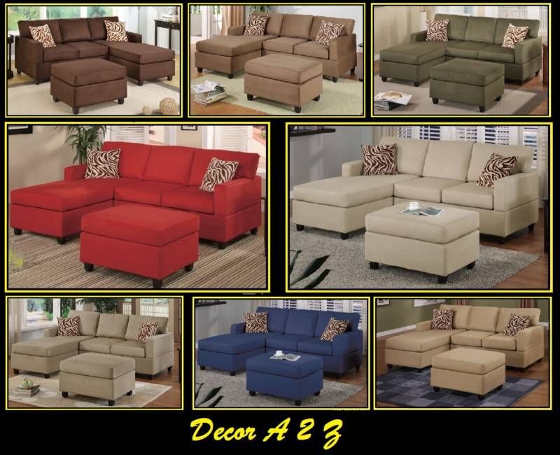 pcs Microfiber Sectional Sofa Set W Ottoman 8 colors