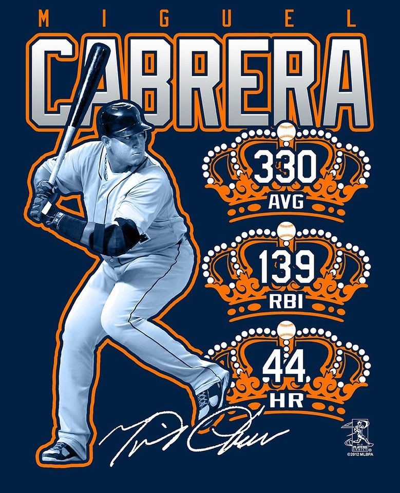 Miguel Cabrera Triple Crown Winner Detroit Tigers T Shirt Brand New