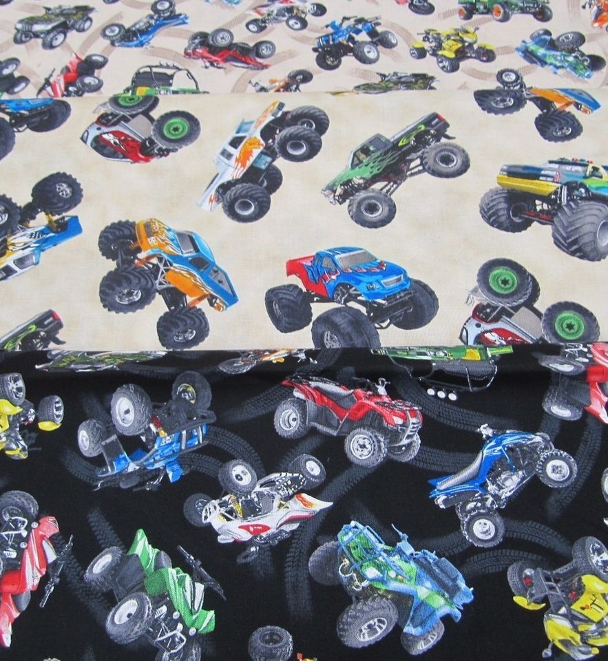 monster trucks fabric