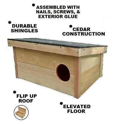 outdoor Cat Dog House puppy kitten Feral Pet kennel WARM shelter cedar 