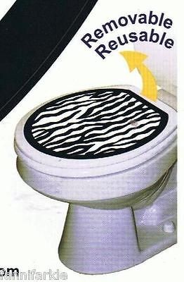 BLACK & WHITE ZEBRA TOILET TATTOO ~ TOILET LID APPLIQUE ~ ROUND 12 x 