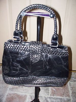 HANDBAG /#276 BLACK PIECED LEATHER / NO NAME BRAND / VERY NICE 