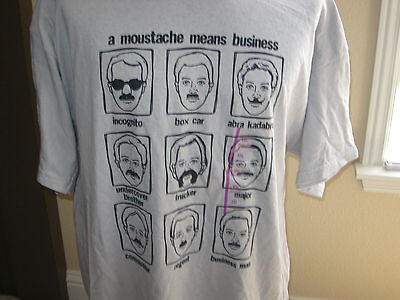 New Mens A Mustache Means Business Funny T Shirt Gray 100% Cotton