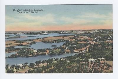 Bermuda Fairy Islands unused linen PC view fm Gibb Hill