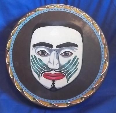 Handmade, Handpainted Native style Hoop Drum, 15 inch, Pacific NW Mask 