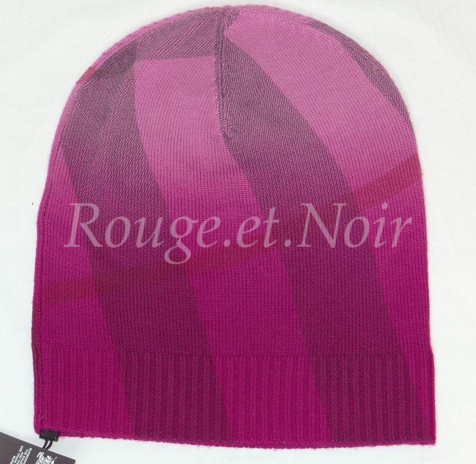 SALE BURBERRY wool/cashmere beanie hat RASPBERRY SORBET CHECK