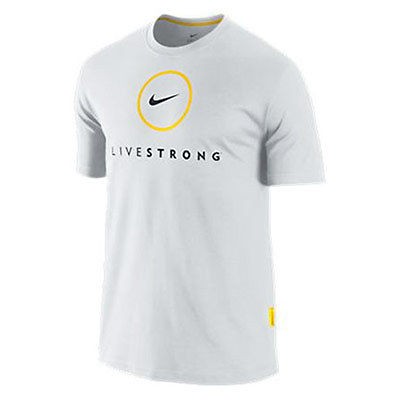 New Mens Nike Dri Fit Loose Fit Training Cycling White Livestrong 