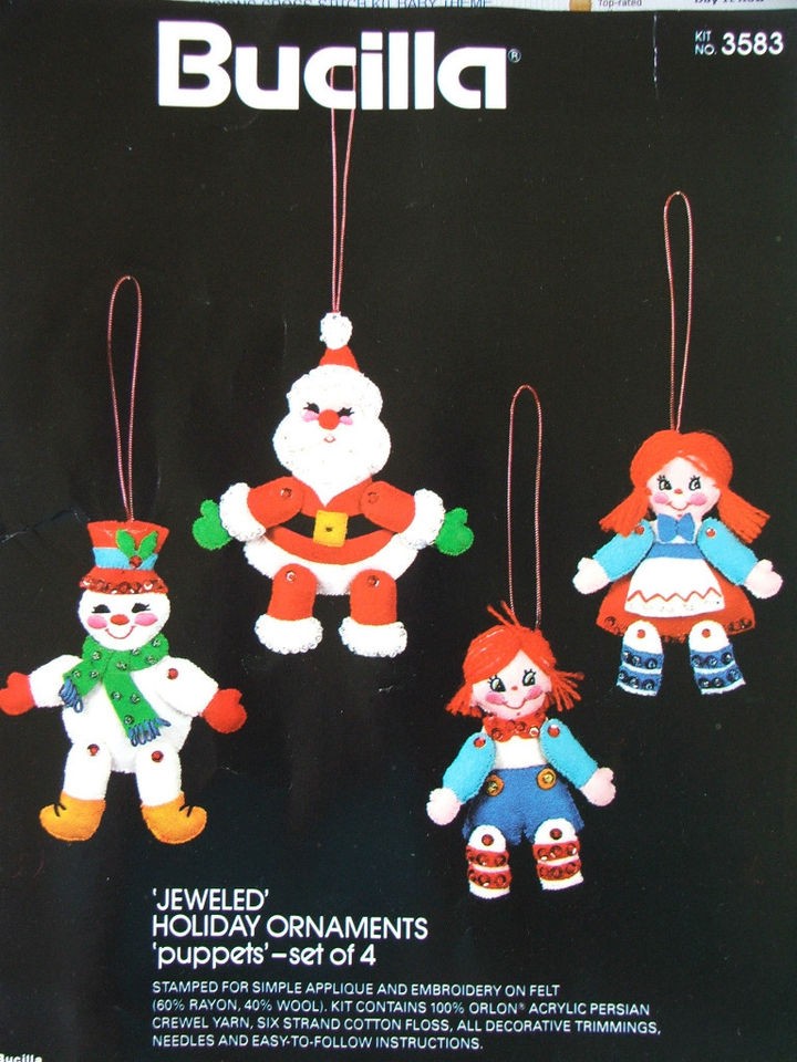 Bucilla PUPPETS Xmas Ornament Kit Santa Raggedy Ann