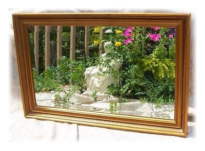 Vintage NUTONE 701 N WOOD WALL Wide BEVELED MIRROR Gold