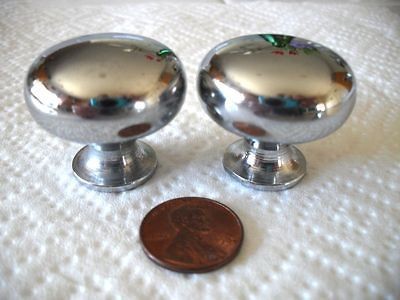 Vintage 1950s Chrome Knobs Art Deco Heavy Drawer Pulls Handles