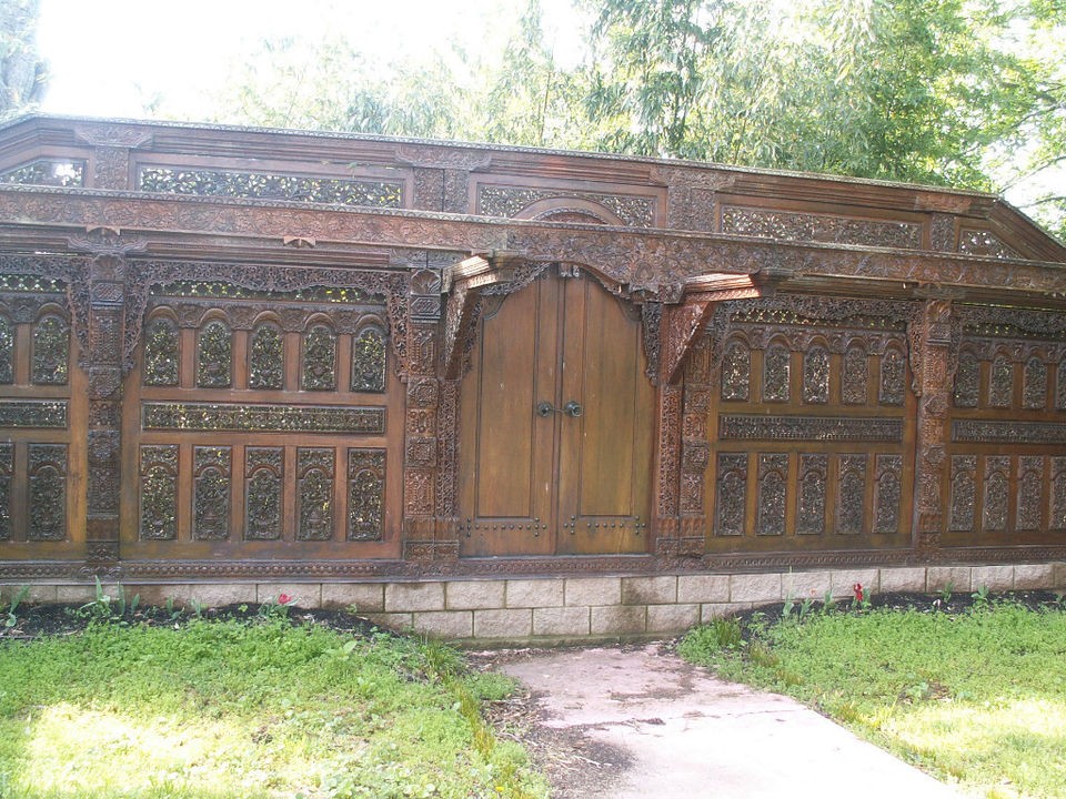 Carved Antique Grand Teak Palace Door Entrance Wall Architectural 