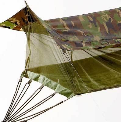 Woodland Camo Jungle Hammock G.I. Style Elevated Shelter Mesh Netting 