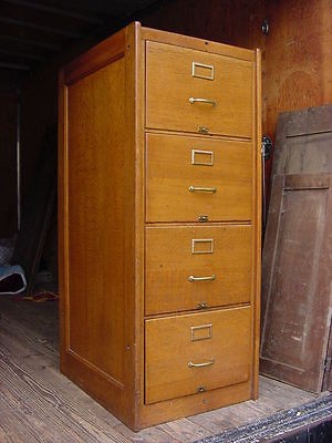 Oak 4 Drawer File Cabinet Quartersawn Circa 1900 LEGAL SIZE