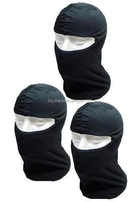 Lot of 3 Black Cotton Balaclava Ninja Mask Full Face Liner Helmet