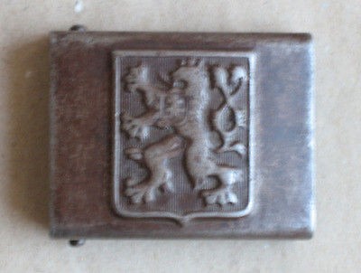 WWII OLD CZECHOSLOVAK STEEL ARMY BELT BUCKLE / ca. 1938