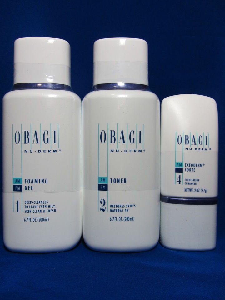 OBAGI NU DERM FOAMING GEL & TONER & EXFODERM FORTE NORMAL TO OILY SKIN 