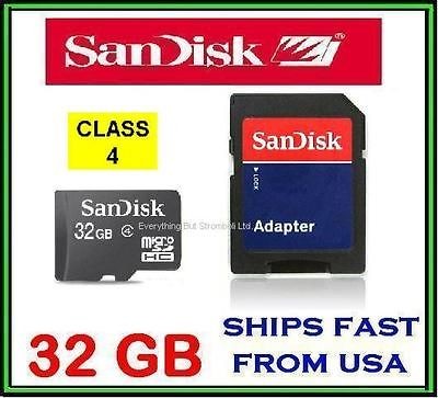   32GB CLASS 4 MICRO SD / SDHC/TF FLASH MEMORY CARD W/SD ADAPTER 32GIG