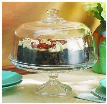 Optic Cake Stand Vintage Optic Glass Cake Stand with Dome NEW Home 