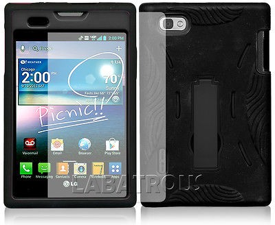 LG Intuition Optimus Vu VS950 Duo Black Rubber Black PC Kickstand 