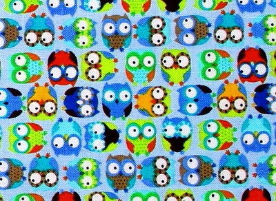 MINI MIRCO OWL OWLS TIMELESS TREASURE FABRIC HOOT OWLS 100% QUILT 