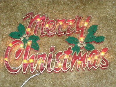   OUTDOOR LIGHTED MERRY CHRISTMAS SIGN WALL WINDOW YARD LIGHT DECORATION