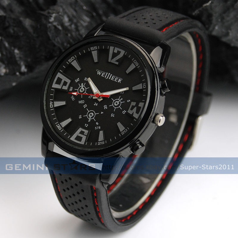   Pilot Aviator Army Style Silicone Men Outdoor Sport Wrist Watch