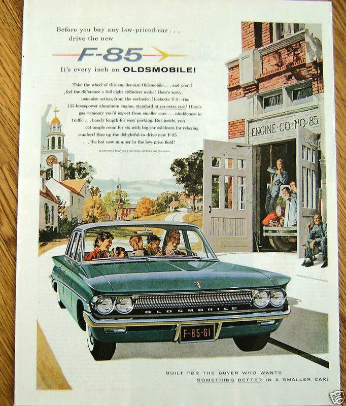 1961 Oldsmobile F 85 Sedan Ad Fire House Engine Co #85