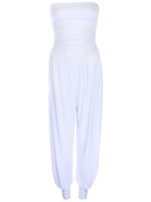 WOMENS STRAPLESS HAREM JUMPSUIT HAREEM PLAYSUIT 1 SIZE