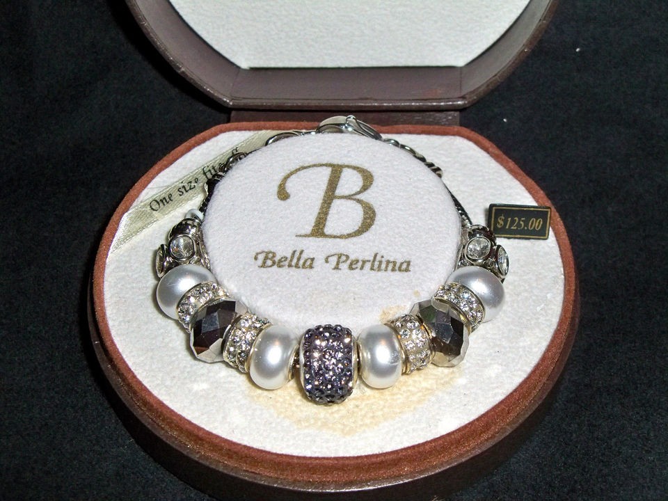 GORGEOUS   BELLA PERLINA CRYSTAL EUROPEAN CHARM BEAD BRACELET   NIB